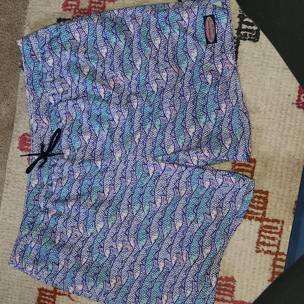Vineyard vines purplish pink turquoise fish drawstring swim trunks size …